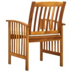 Chaises à manger de jardin lot de 3 et coussins Bois d'acacia – Image 4