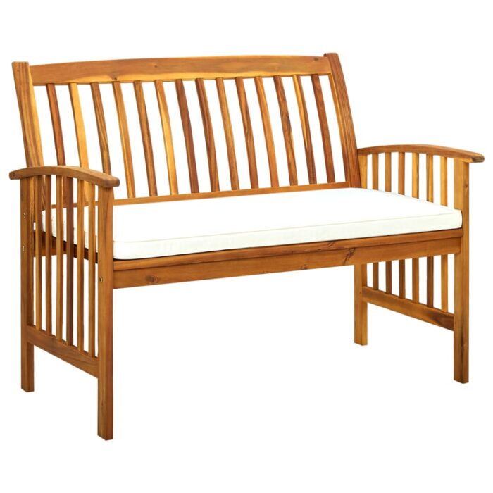 Banc de jardin avec coussin 119 cm Bois solide d'acacia – Image 1