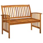 Banc de jardin avec coussin 119 cm Bois solide d'acacia – Image 3