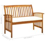 Banc de jardin avec coussin 119 cm Bois solide d'acacia – Image 7