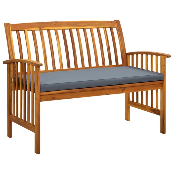 Banc de jardin avec coussin 119 cm Bois solide d'acacia – Image 1