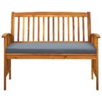 Banc de jardin avec coussin 119 cm Bois solide d'acacia – Image 2