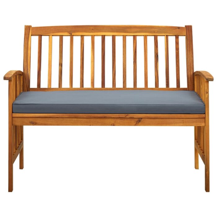 Banc de jardin avec coussin 119 cm Bois solide d'acacia – Image 2
