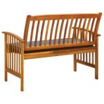 Banc de jardin avec coussin 119 cm Bois solide d'acacia – Image 4
