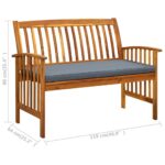 Banc de jardin avec coussin 119 cm Bois solide d'acacia – Image 7