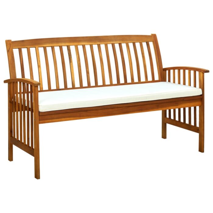 Banc de jardin avec coussin 147 cm Bois d'acacia massif – Image 1