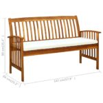Banc de jardin avec coussin 147 cm Bois d'acacia massif – Image 7