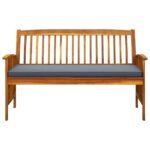 Banc de jardin avec coussin 147 cm Bois d'acacia massif – Image 2