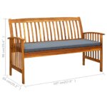 Banc de jardin avec coussin 147 cm Bois d'acacia massif – Image 7