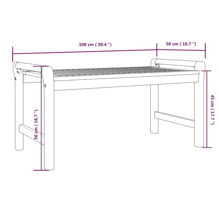 Table basse 100x50x50 cm Bois d'acacia massif – Image 5