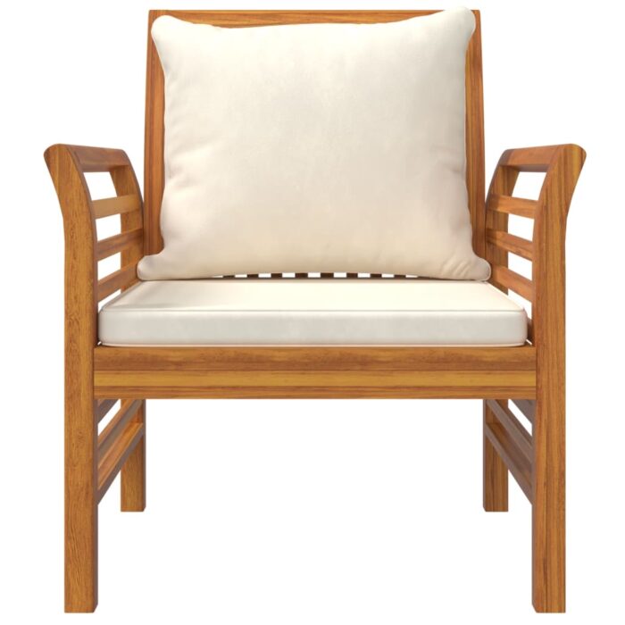 Chaises de canapé et coussins blanc crème lot de 2 Bois acacia – Image 3