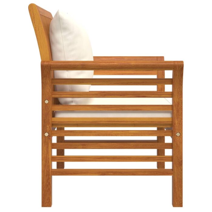 Chaises de canapé et coussins blanc crème lot de 2 Bois acacia – Image 4