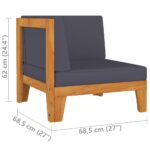 Salon de jardin 2 pcs avec coussins Bois d'acacia solide – Image 6