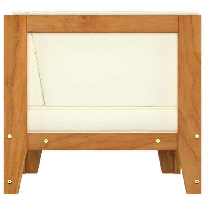 Canapé d'angle sectionnel et coussins blanc crème Bois d'acacia – Image 2