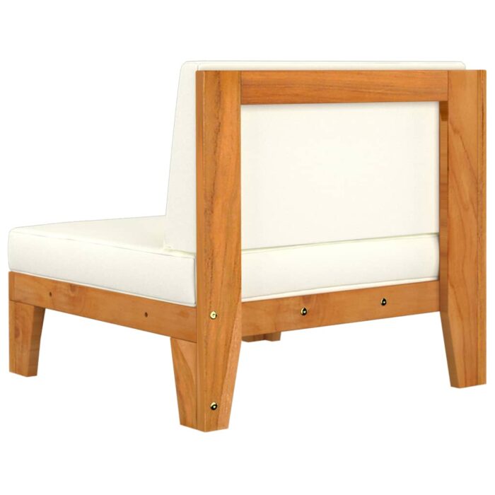 Canapé d'angle sectionnel et coussins blanc crème Bois d'acacia – Image 3