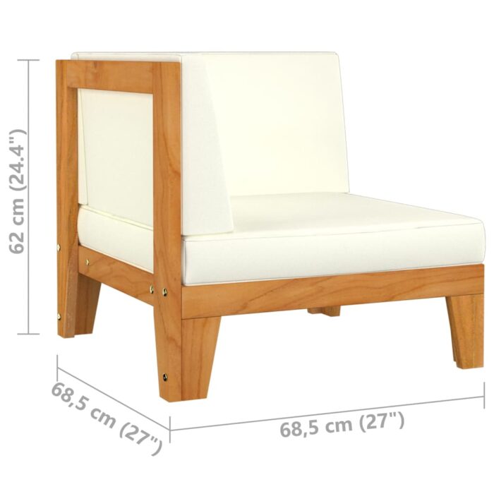 Canapé d'angle sectionnel et coussins blanc crème Bois d'acacia – Image 6