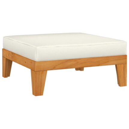 Repose-pied sectionnel avec coussin blanc crème Bois d'acacia