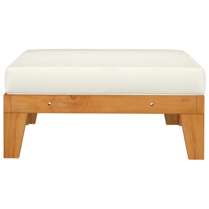 Repose-pied sectionnel avec coussin blanc crème Bois d'acacia – Image 2