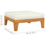 Repose-pied sectionnel avec coussin blanc crème Bois d'acacia – Image 5