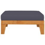 Repose-pied sectionnel avec coussin gris foncé Bois d'acacia – Image 2