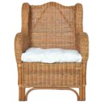 Canapé avec coussin Marron clair Rotin naturel et lin – Image 2