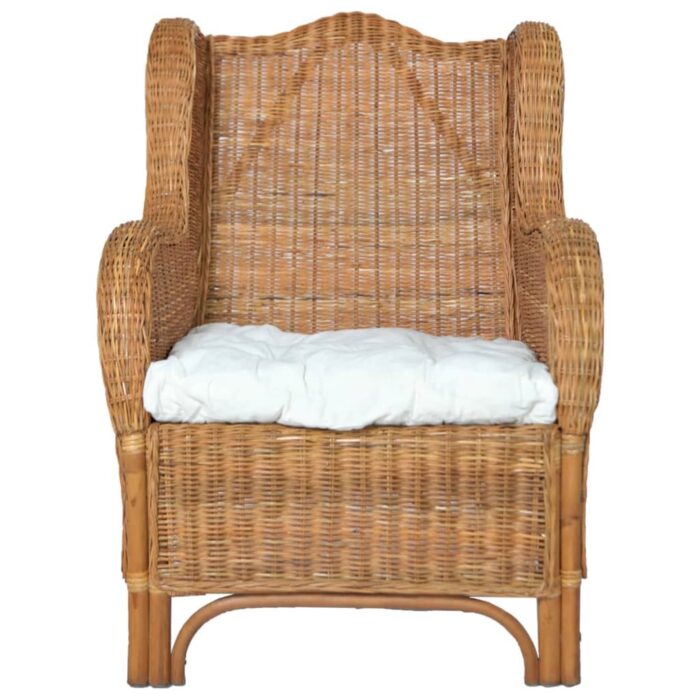 Canapé avec coussin Marron clair Rotin naturel et lin – Image 2