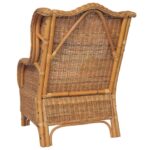 Canapé avec coussin Marron clair Rotin naturel et lin – Image 4