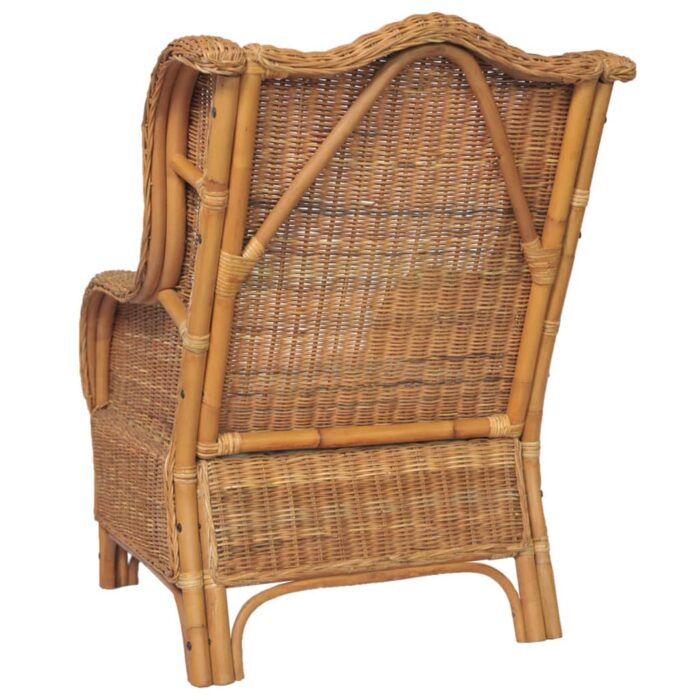 Canapé avec coussin Marron clair Rotin naturel et lin – Image 4