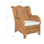 Canapé avec coussin Marron clair Rotin naturel et lin – Image 7