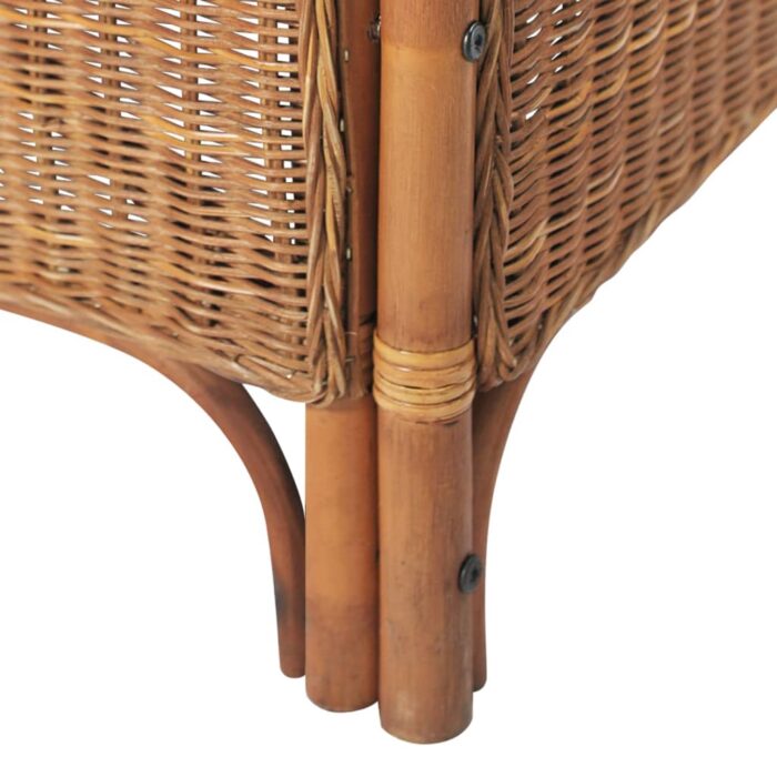 Canapé 2 places Marron clair Rotin naturel et lin – Image 3