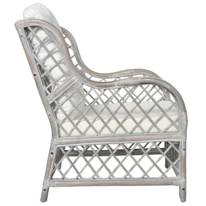 Canapé avec coussin Gris Rotin naturel et lin – Image 2