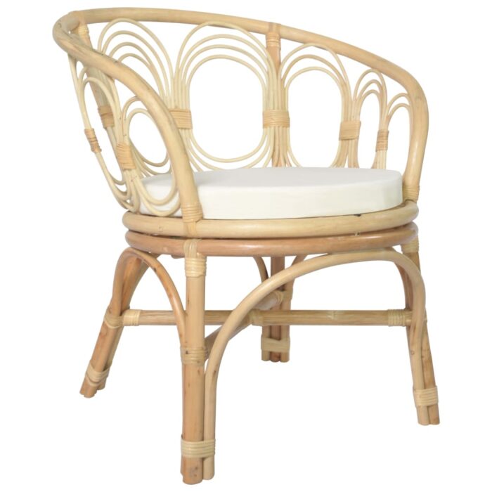 Chaise à manger avec coussin Rotin naturel et lin – Image 1