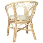 Chaise à manger avec coussin Rotin naturel et lin – Image 2