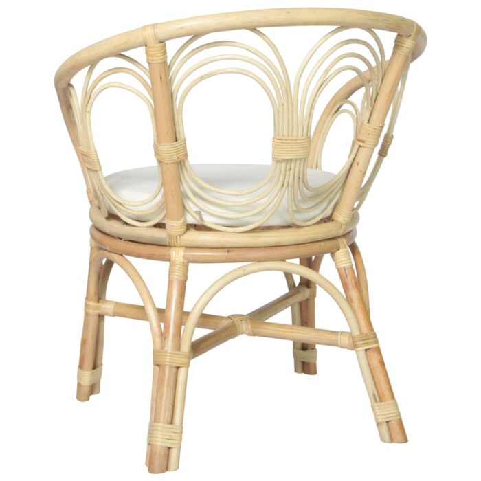 Chaise à manger avec coussin Rotin naturel et lin – Image 2