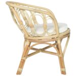 Chaise à manger avec coussin Rotin naturel et lin – Image 3