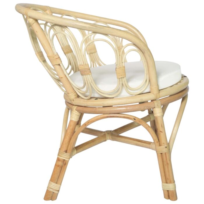Chaise à manger avec coussin Rotin naturel et lin – Image 3