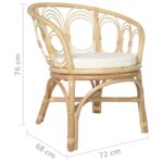 Chaise à manger avec coussin Rotin naturel et lin – Image 5
