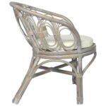 Chaise de salle à manger avec coussin gris Rotin naturel et lin – Image 2