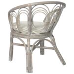 Chaise de salle à manger avec coussin gris Rotin naturel et lin – Image 3