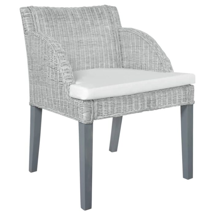 Chaise à manger avec coussin Gris Rotin naturel – Image 1