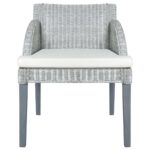 Chaises à manger avec coussins lot de 2 gris rotin naturel – Image 2