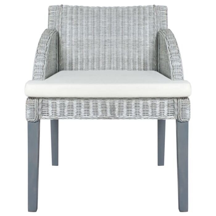 Chaises à manger avec coussins lot de 2 gris rotin naturel – Image 2