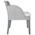 Chaises à manger avec coussins lot de 2 gris rotin naturel – Image 3