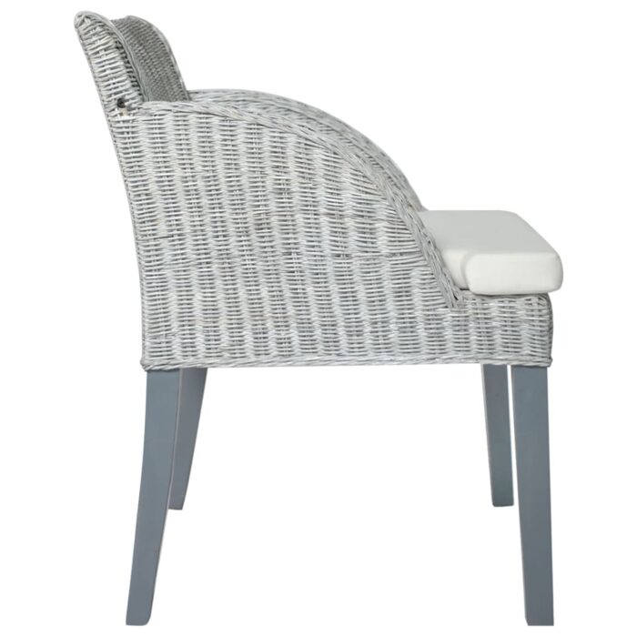 Chaises à manger avec coussins lot de 2 gris rotin naturel – Image 3