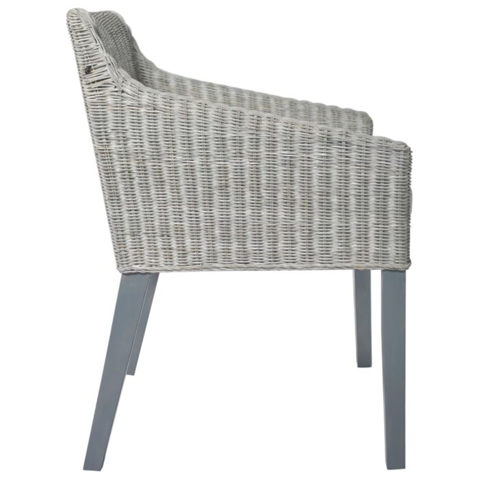 Chaises à manger avec coussins lot de 2 gris rotin naturel – Image 3