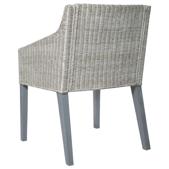 Chaises à manger avec coussins lot de 2 gris rotin naturel – Image 4