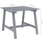 Table à dîner de jardin Gris 88x88x74 cm Bois d'acacia massif – Image 5