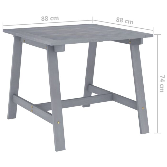 Table à dîner de jardin Gris 88x88x74 cm Bois d'acacia massif – Image 5