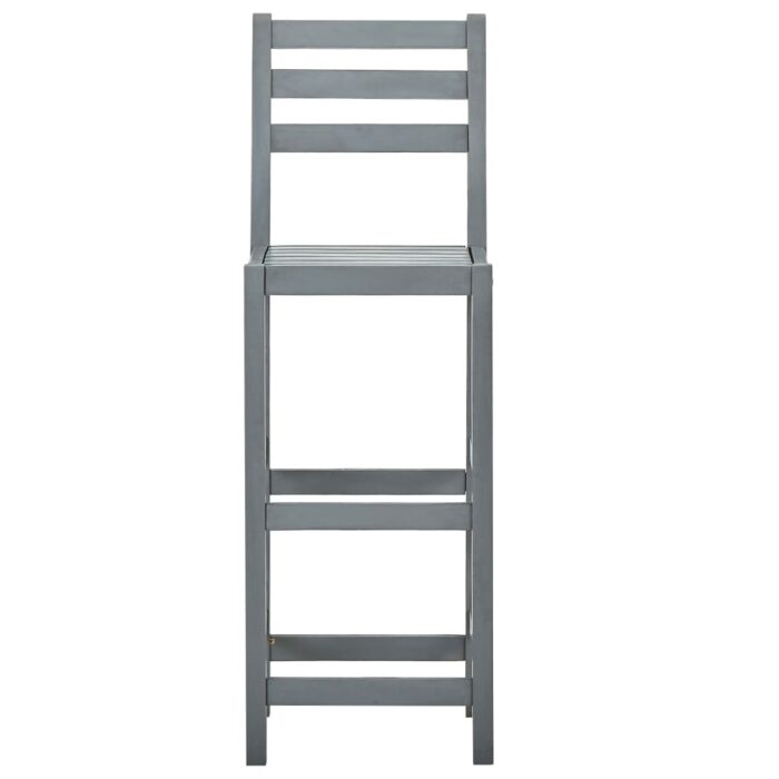 Tabourets de bar lot de 4 gris bois d'acacia massif – Image 2