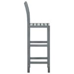 Tabourets de bar lot de 4 gris bois d'acacia massif – Image 3